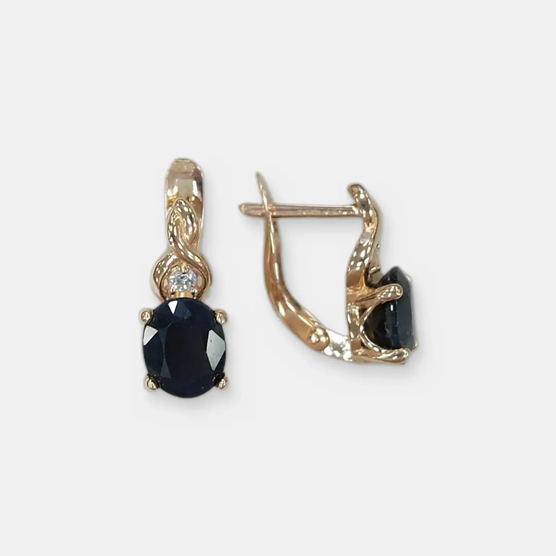 Серебряные серьги с сапфирами